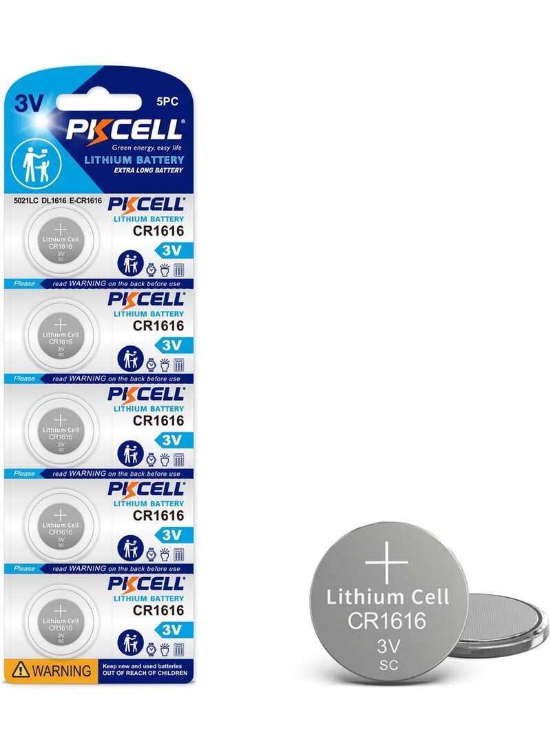 بي كي سيل 5 Pack CR1616 3V Lithium Battery CR 1616 Battery for Car Key Fob, Remote, Watch - Image 1