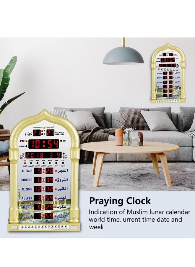 Beauenty Digital Muslim Clock with  Islamic Wall Clock，《With remote control》Mosque Prayer Time Wall Clock, Mosque Clock with Full Azaan, (Gold) - Image 3