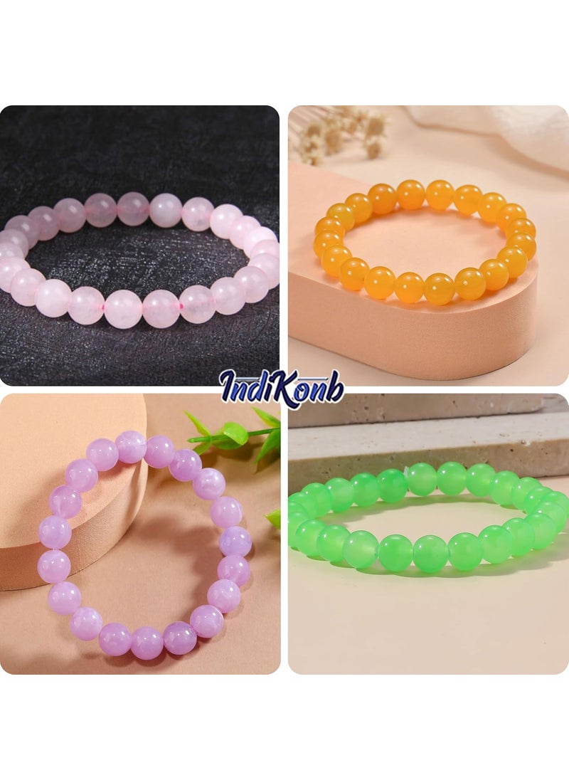 INDIKONB - INDIKONB Jelly Glass Beads 6mm | Round Glass Pearl Beads for Bracelets & Jewellery Making | 300pcs | Perfect Glass Beads for DIY Crafting, Beaded Jewelry, & Bracelet Beads (Pink) - Image 1