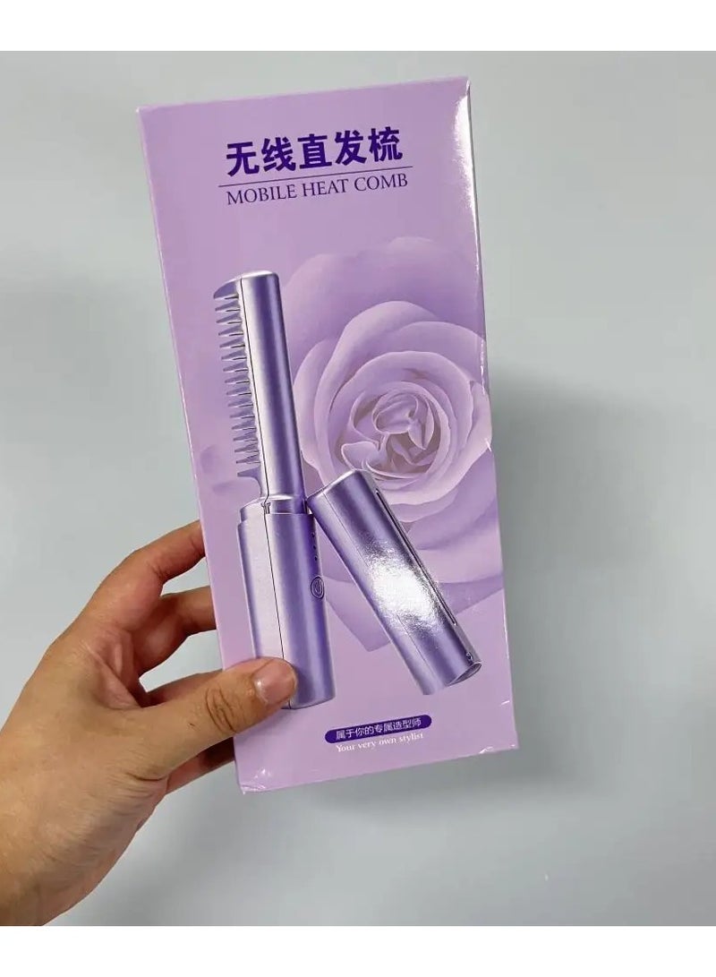 Rechargeable Mini Hair Straightener, 2 in 1, Anti-Scald Hair Dryer Brush and Curler, Lightweight & Mini for Travel, Portable Wet & Dry Styling Tools, Hair dryer and Hair Curler - Image 3