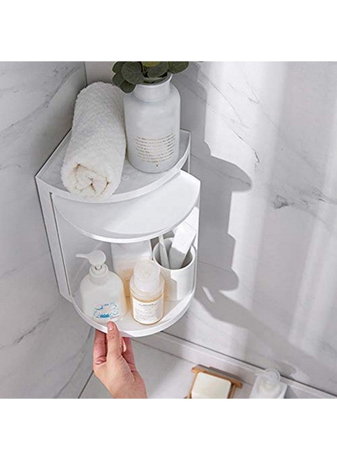 olpad Plastic 360 Rotating Corner Shelves,Tier Storage Cabinet Towel Holder Rack, Corner Cabinets With Doors And Shelves For Bathroom Bathtub Toilet Table (Color : White) (Small),Multicolour) - Image 2