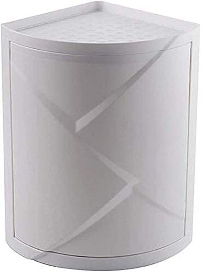 olpad Plastic 360 Rotating Corner Shelves,Tier Storage Cabinet Towel Holder Rack, Corner Cabinets With Doors And Shelves For Bathroom Bathtub Toilet Table (Color : White) (Small),Multicolour) - Image 1