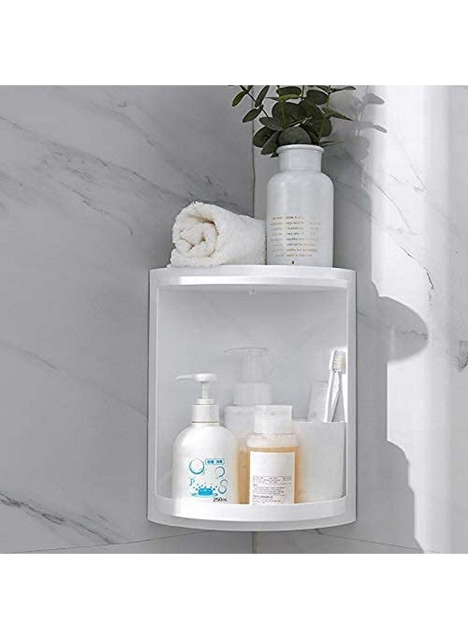 olpad Plastic 360 Rotating Corner Shelves,Tier Storage Cabinet Towel Holder Rack, Corner Cabinets With Doors And Shelves For Bathroom Bathtub Toilet Table (Color : White) (Small),Multicolour) - Image 3