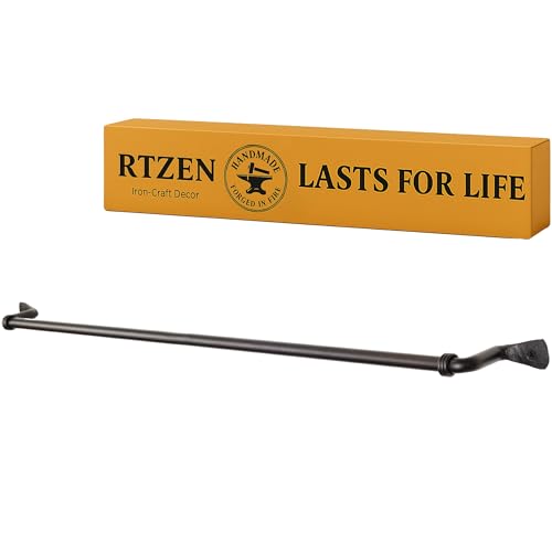 RTZEN Farmehouse Bathroom Towel Holder - Wrought Iron Matte Metal Black Towel Bar Wall Mount Rod - Handmade Home Decor Metal Kitchen Hanger Bar (26'' - Fits 24 Inch Towels) - Image 1