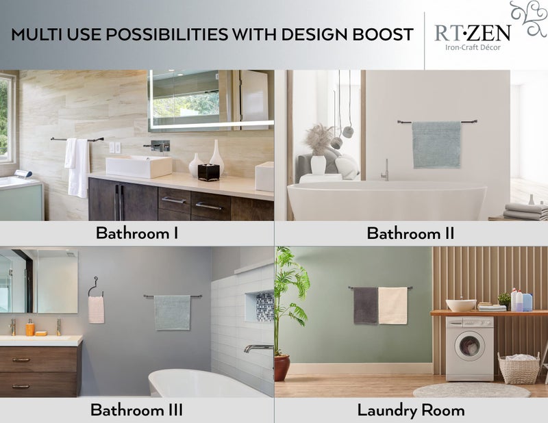 RTZEN Farmehouse Bathroom Towel Holder - Wrought Iron Matte Metal Black Towel Bar Wall Mount Rod - Handmade Home Decor Metal Kitchen Hanger Bar (26'' - Fits 24 Inch Towels) - Image 3