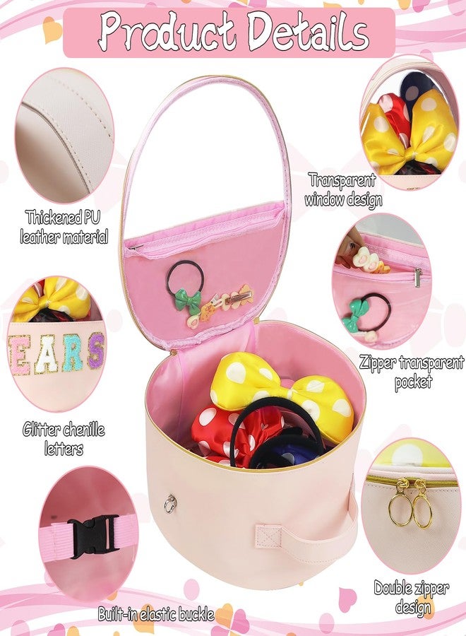 RSSCIIIUL Translucent Mouse Ears Travel Case, Chenille Letter Headband Ears Holder Waterproof Hair Accessories Organizer Storage for Girls Women Adults Large Thicken Makeup Snack Bag for Park Travel Picnic - Image 3