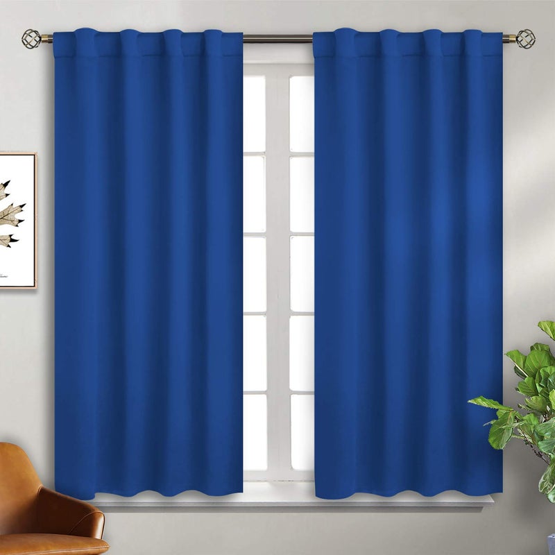 BGment الستائر الجيب وعلامة التبويب الخلفية لستائر غرفة النوم - الغرفة المعزولة الحرارية الستائر المظلمة لغرفة المعيشة 2 لوحات ستارة نافذة (38 × 45 بوصة كلاسيكية زرقاء) - Image 1