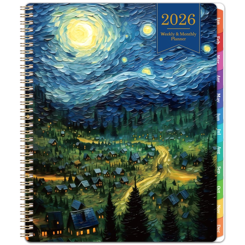 Journaltastic 2026 Planner - Planner 2026, January 2026 - December 2026, Weekly and Monthly Planner, 8.5" x 11", 26 Calendar Monthly Planners with Colourful Tabs & Pocket, Flexible Cover, Twin-Wire Binding- Oil - Image 1
