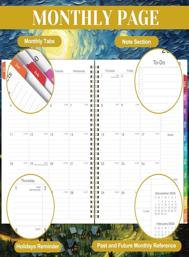 Journaltastic 2026 Planner - Planner 2026, January 2026 - December 2026, Weekly and Monthly Planner, 8.5" x 11", 26 Calendar Monthly Planners with Colourful Tabs & Pocket, Flexible Cover, Twin-Wire Binding- Oil - Image 4