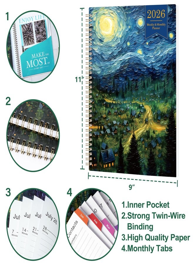 Journaltastic 2026 Planner - Planner 2026, January 2026 - December 2026, Weekly and Monthly Planner, 8.5" x 11", 26 Calendar Monthly Planners with Colourful Tabs & Pocket, Flexible Cover, Twin-Wire Binding- Oil - Image 3