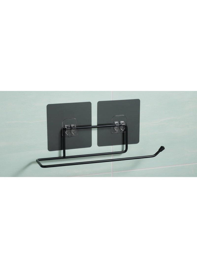 Dunekart Self Adhesive Toilet Paper Holder Stand, No Drill Wall Mount Stainless Steel Tissue Roll Hanger, Bathroom Accessories Organizer - Black (Pack of 1) - Image 4