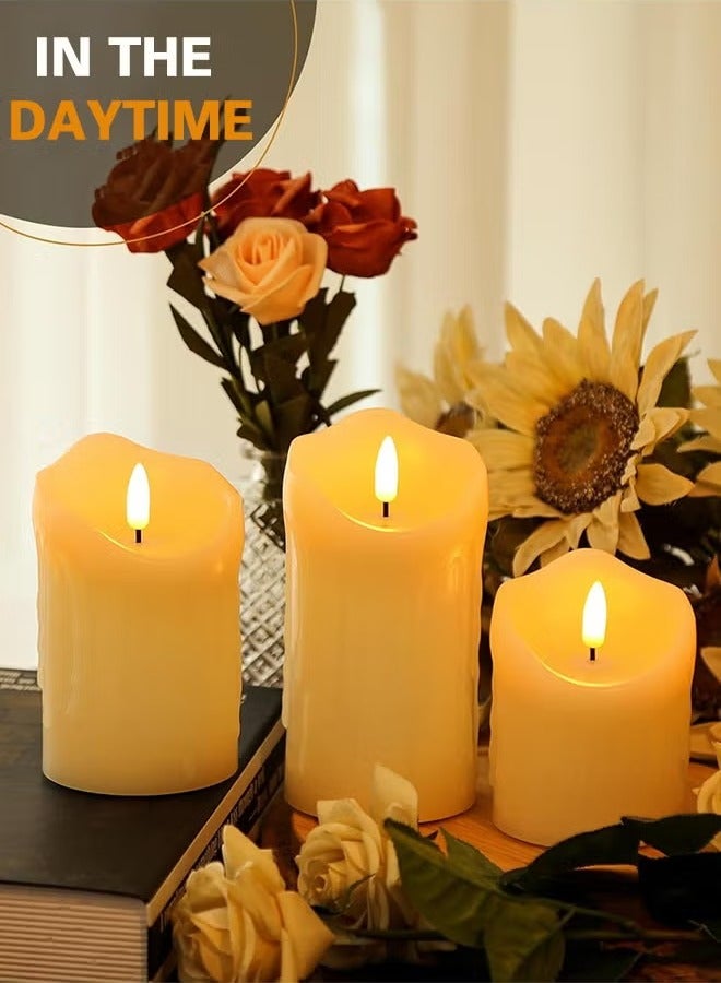3 Piece LED Flameless Candles Set – Battery Operated LED Pillar Candles for Romantic Ambiance, With Remote Control & Timer, Perfect for Festival, Wedding, Home & Party Decor (Classic Ivory, Pack of 3)