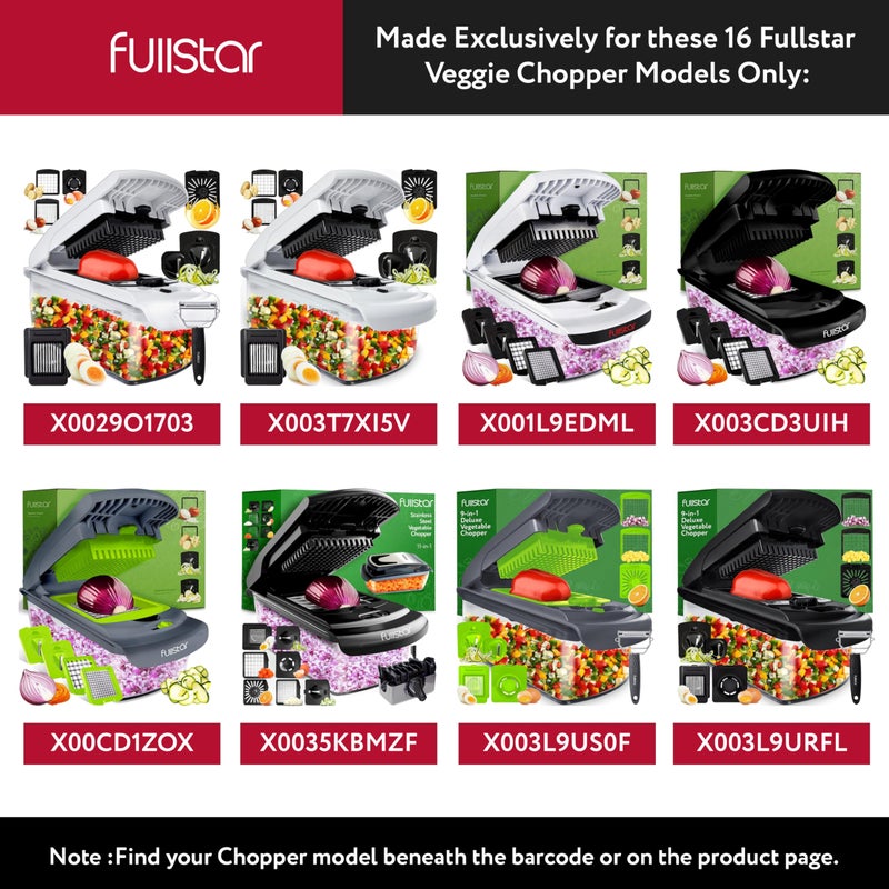 Fullstar مجموعة استبدال شفرات فولستار لفرامة الخضار فقط - 2 قطعة شفرات إضافية لفرامة الخضار - شفرة مكعبات كبيرة للبطاطس، التفاح، الكمثرى - شفرة مكعبات صغيرة للبصل، الطماطم - Image 3