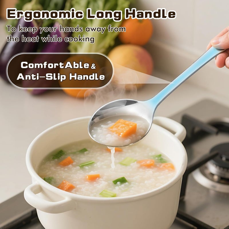 MemoGem 3 Pcs Cooking Utensils Set, Stainless Steel Kitchen Utensils, Heat Resistant Metal Kitchen Tools Include Solid & Slotted Turner Wok Spatula, Spaghetti Spoon, Ergonomic Handle, Easy to Clean, Silver - Image 4