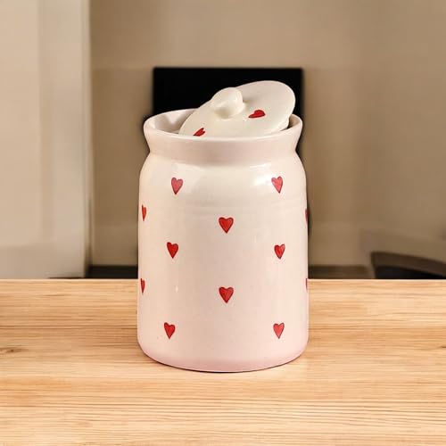 ClayStone Heart-Shaped Ceramic Storage Jar Set - 2 x 2 KG (2000 ml) - Martban Pickle Container - Kitchen Storage for Pickle, Chutneys and Sauces - Durable, and Easy to Clean (Pack of 2), Brown - Image 2