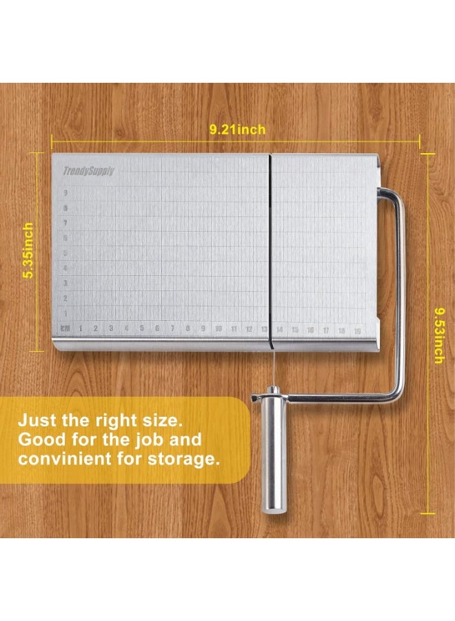 Stainless Steel Cheese Slicer, Cheese Slicer with Wire, Cheese Cutter with Accurate Size Scale & 5 Replacement Wire, Cheese Board with Wire Cutter for Block Cheese - Image 3