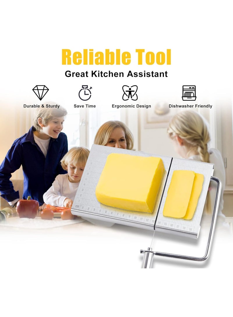 Stainless Steel Cheese Slicer, Cheese Slicer with Wire, Cheese Cutter with Accurate Size Scale & 5 Replacement Wire, Cheese Board with Wire Cutter for Block Cheese - Image 5
