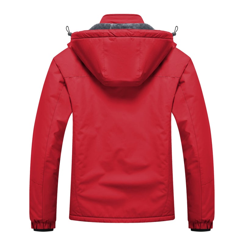 WULFUL Men's Ski Jackets Warm Winter Snow Windbreaker Resistant Snowboard Fleece Coat Mountain Waterproof Parka with Hood Red X-Large - Image 5