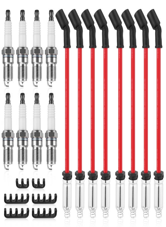 YEHERIT 8Pcs 41-110 Iridium Spark Plugs & M8-48322 10.4mm Silicone Spark Plug Wires Compatible with Chevy Silverado 1500 Suburban Tahoe, GMC Envoy Sierra Savana Yukon, Cadillac, Hummer H2 V8, Replace 12621258 - Image 1
