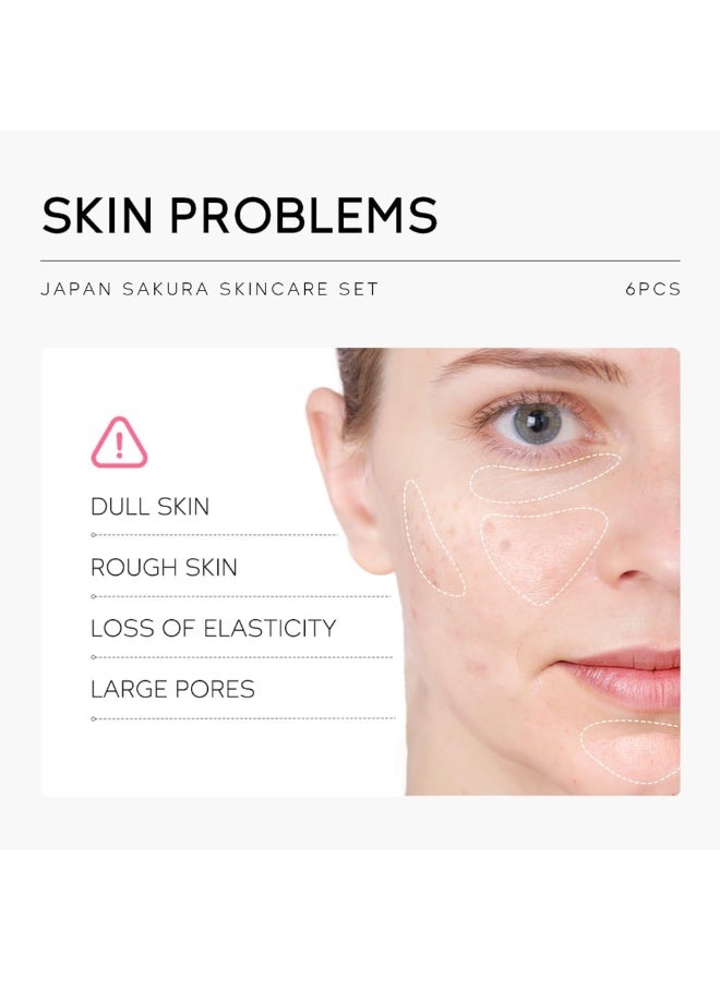 LAIKOU Skincare Gift Set for Teenage Girls, JAPAN SAKURA Skin Care Sets & Kits Gift Set for Women with Cleanser,Toner,Serum,Eye Cream,Face Cream,Sunscreen for Pores, Moisturizing Travel Kit 6pcs - Image 3