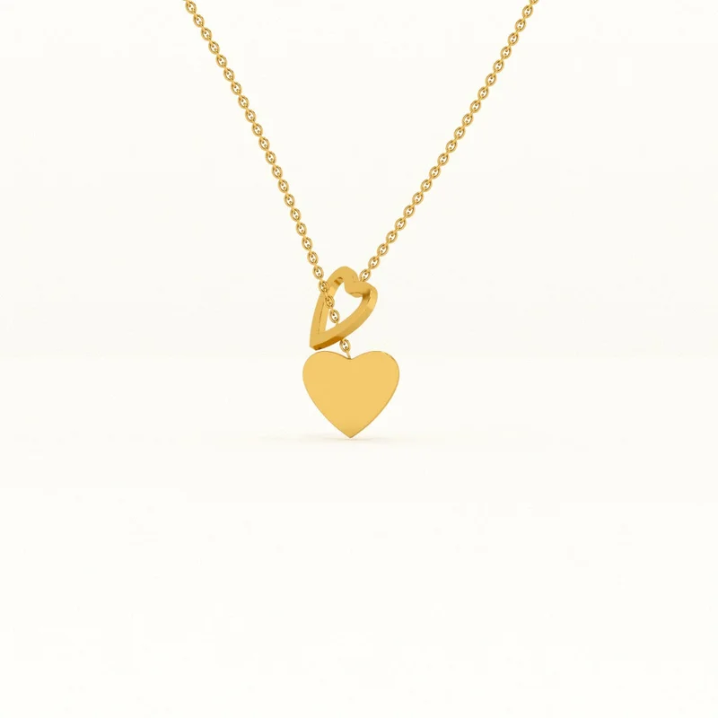 18K Gold Tone Plated Two Heart Gold Lariat Necklace For Women - Waterproof & Anti-Tarnish