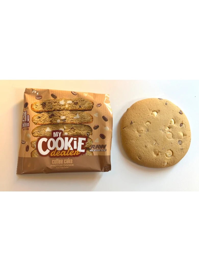 Raw My Cookie Dealer Soft Baked Protein Cookies, Coffee Cake Flavor, 21g Protein per Cookie, 113g - Image 1