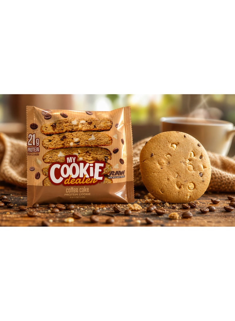 Raw My Cookie Dealer Soft Baked Protein Cookies, Coffee Cake Flavor, 21g Protein per Cookie, 113g - Image 2