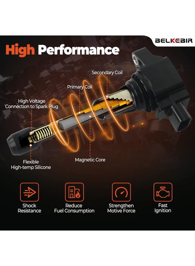 BELKEBIR 4PCS Ignition Coil Packs & Iridium Spark Plugs Compatible with 2005-2019 Nissan Altima Cube Rogue Sentra NP300 Versa NV200, Infiniti FX50 M56 Q70 QX60 QX70 1.6L 1.8L 2.0L 2.5L L4 Replace UF549 C1696 - Image 4