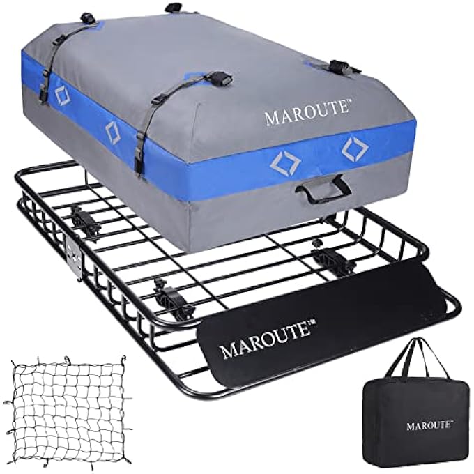 rayihni Roof Rack Carrier Basket Universal 51" X 36" X 5" Rooftop Cargo Carrier Basket Car Luggage Holder Universal for SUV Cars- 200 lb. Capacity (ROOF Basket+ Bag+NET) - Image 2