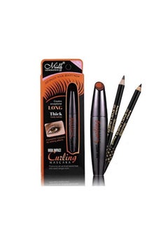 Menow Thick Mascara Set With 2 Pencils Black / Brown Natural Curly Lasting  - Image 1