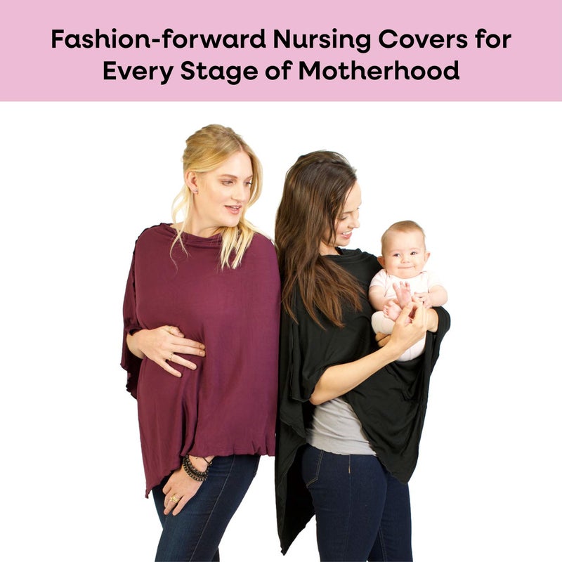 Bamboobies Nursing Cover for Breastfeeding - Ultra-soft, Lightweight - Multi-use - One Size, Black Poncho. - Image 4