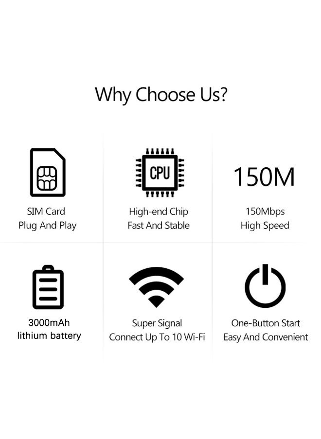 general 5G mobile WiFi router 150Mbps high-speed portable Eurasian travel USB-powered WiFi modem with SIM card slot, up to 10 devices can be shared - Image 4