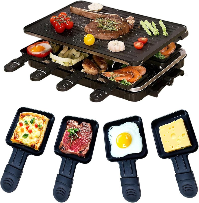 ANTRAN Indoor Grill Table Smokeless Portable Griddle Raclette Grill Nonstick with 8 Cheese Maker Pans Temperature Control & Dishwasher Safe 1300W Ideal for Parties and Family Fun - Image 1