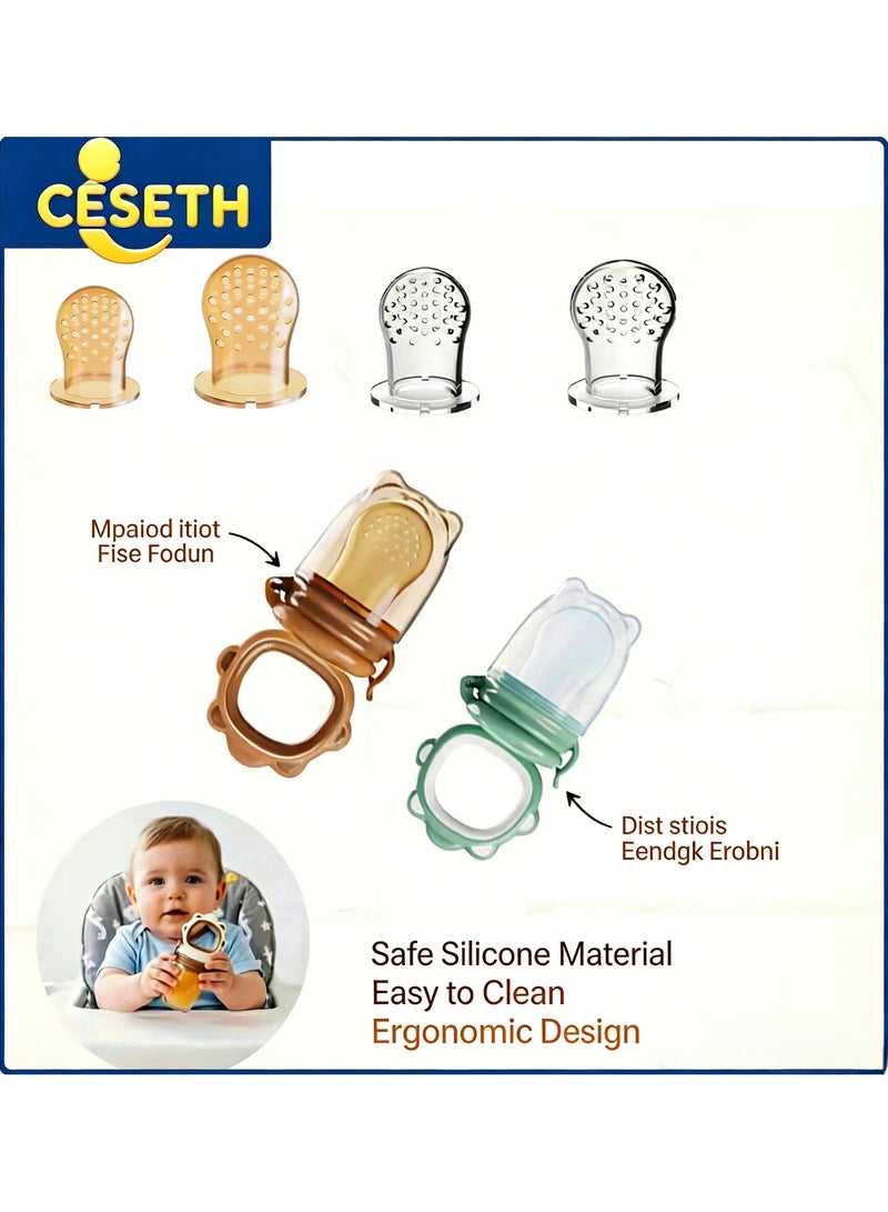 CESETH 2-Pack Silicone Baby Food Feeder Pacifier, Bpa-Free Fruit Teething Feeder For Infants, Reusable Teething Pacifier For Fresh Fruits, Vegetables & Purees - Image 1
