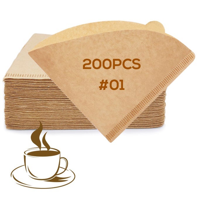 COFFEE FILTER V01 200PCS DISPOSABLE UNBLEACHED FILTER PAPERS SIZE 1 FOR POUR OVER COFFER MAKERSCOFFEE DRIPPER CONES 12 CUPS
