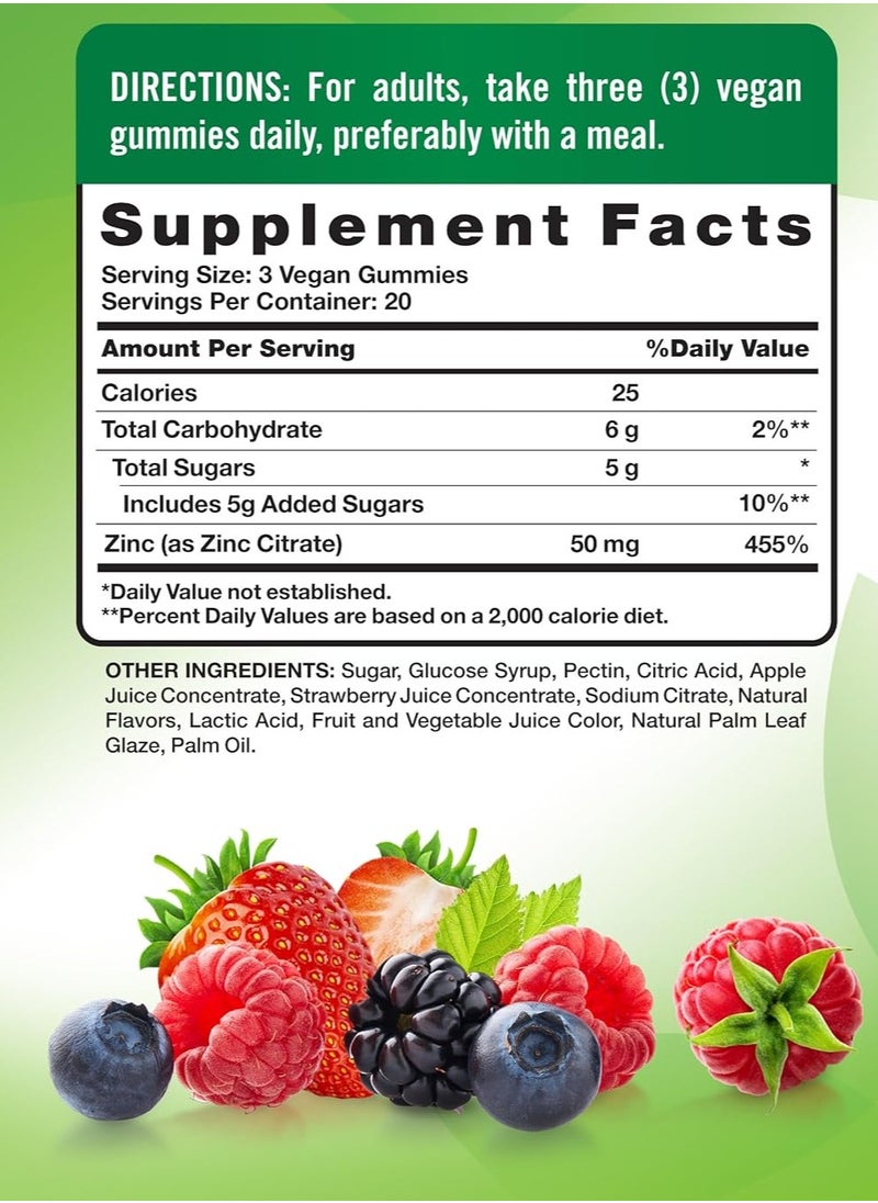 Nature's Truth Extra Strength Zinc, Mixed Berry Flavor 50mg - 60 Gummies  - Image 2
