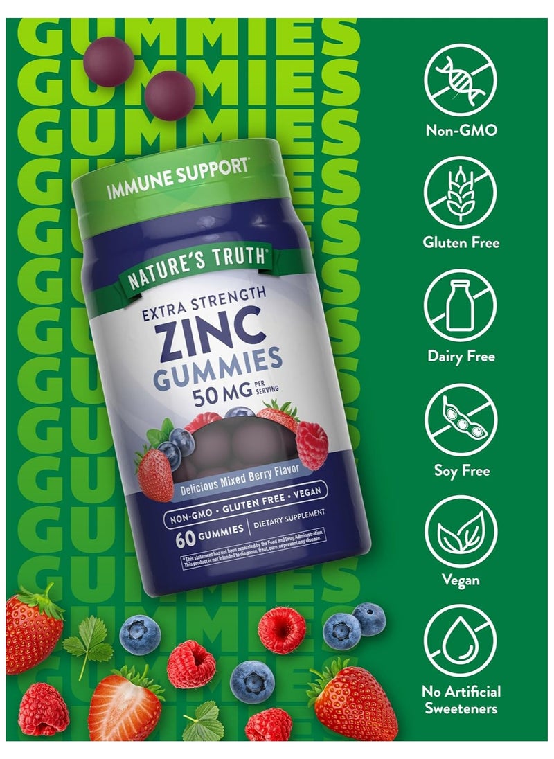 Nature's Truth Extra Strength Zinc, Mixed Berry Flavor 50mg - 60 Gummies  - Image 4