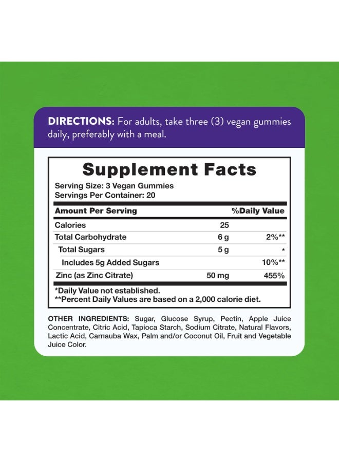 Nature's Truth Zinc Gummies 50mg  60 Count  Vegan, Non-GMO & Gluten Free Supplement  Mixed Berry Flavor - Image 2