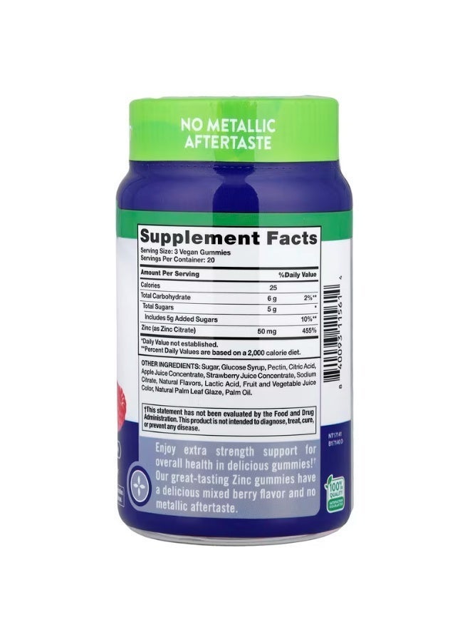 Nature's Truth Zinc Gummies 50mg  60 Count  Vegan, Non-GMO & Gluten Free Supplement  Mixed Berry Flavor - Image 2