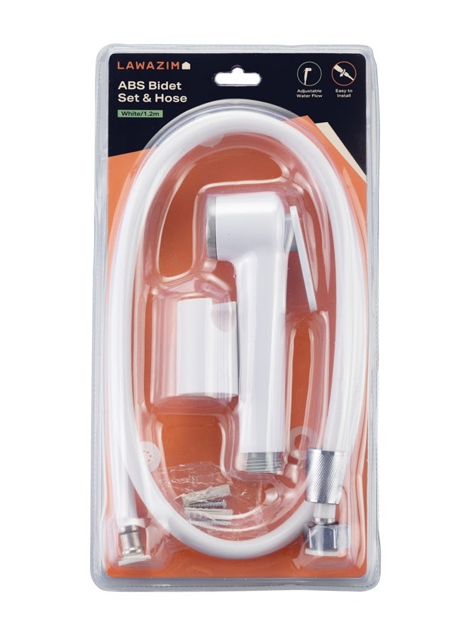 LAWAZIM ABS Bidet Set with 1.2m Hose - White - Handheld Bidet Sprayer Kit with Holder, Adjustable Water Pressure, and Leak-Proof Design - Ideal for Personal Hygiene, Toilet, and Bathroom Cleaning - Image 4