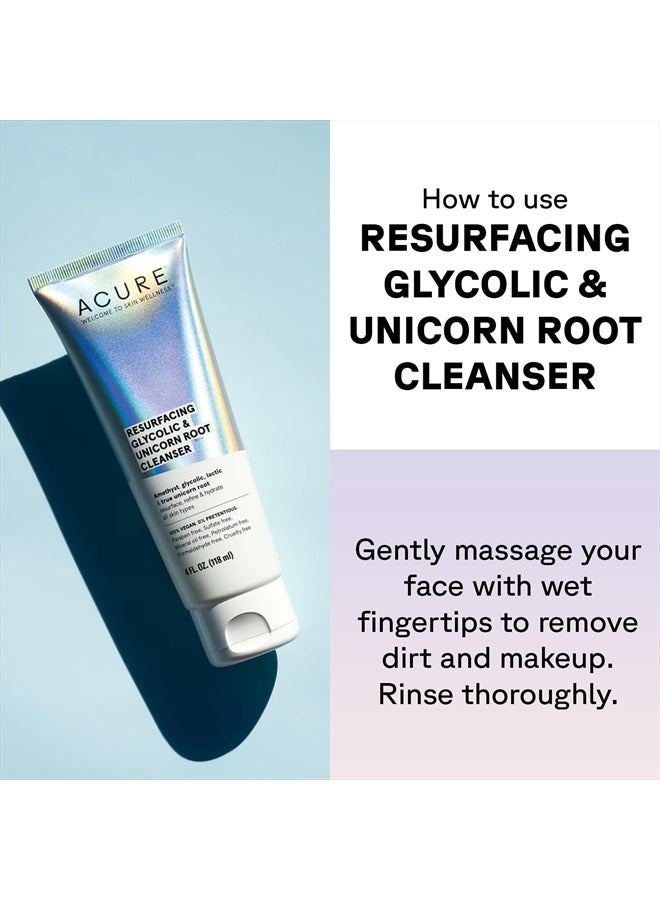 Acure Resurfacing Glycolic & Unicorn Root Cleanser- Gentle Daily Exfoliation Cleansing Cream - Brightening & Hydrating Face Wash - for All Skin Type 4 Fl Oz - Image 4