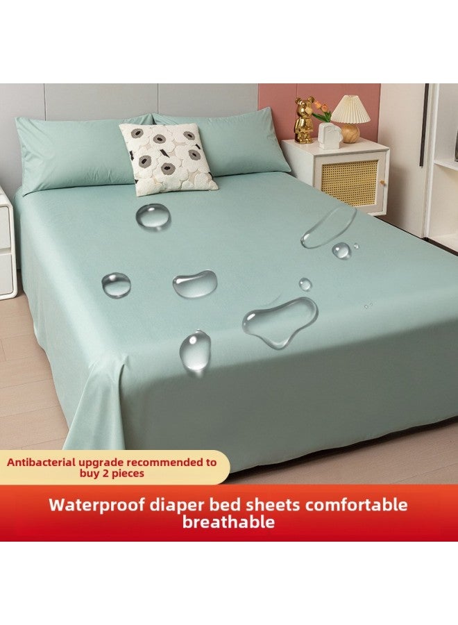 Waterproof Bed Sheet Cat Urine Hair Bed Cover Urine-Resistant Baby List Machine Washable Urine-Proof Cover Dog Rabbit Pet Cover Urine Pad-Color:Ink Green-[waterproof And Breathable For All Seasons]-Specifications:Upgraded Four-corner Strap Model: 180*200 (applicable To 1.8m Beds)  - Image 1