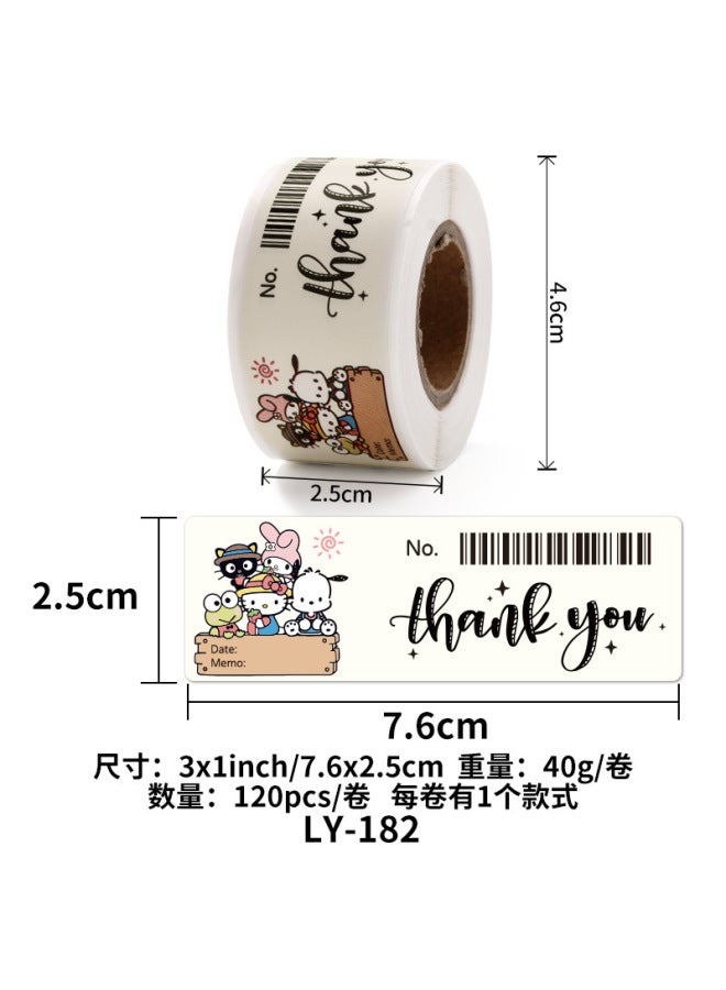 Liyuan Little Red Riding Book Bill Wind Sealing Sticker 120pcs/roll Coated Paper Sticker Sanrio Sealing Sticker - Image 1