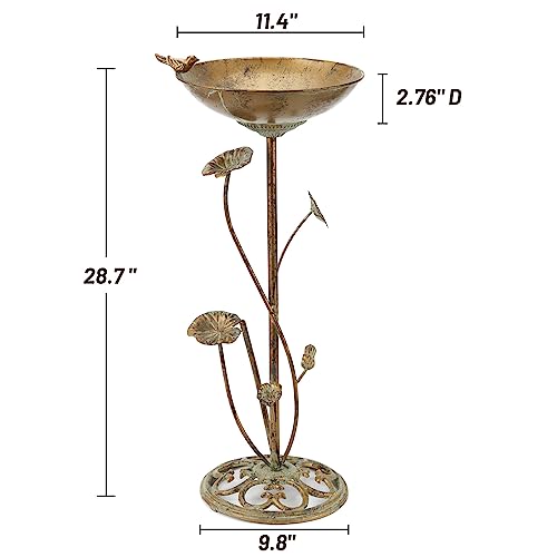 HLQMFHT Diam 11.4" W x 28.5" H Cast Iron Pedestal Bird Bath, Bird Baths for Outdoors,Vintage Metal Bird Bath Garden Yard Decoration - Image 4