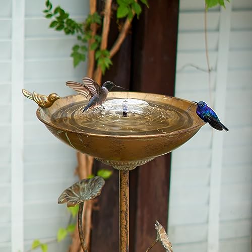 HLQMFHT Diam 11.4" W x 28.5" H Cast Iron Pedestal Bird Bath, Bird Baths for Outdoors,Vintage Metal Bird Bath Garden Yard Decoration - Image 3