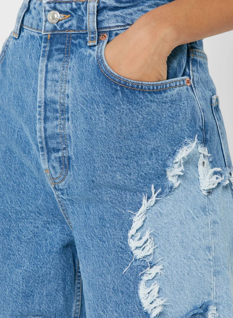 TOPSHOP Floral Print Straight Jeans