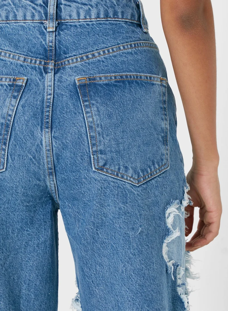 TOPSHOP Floral Print Straight Jeans