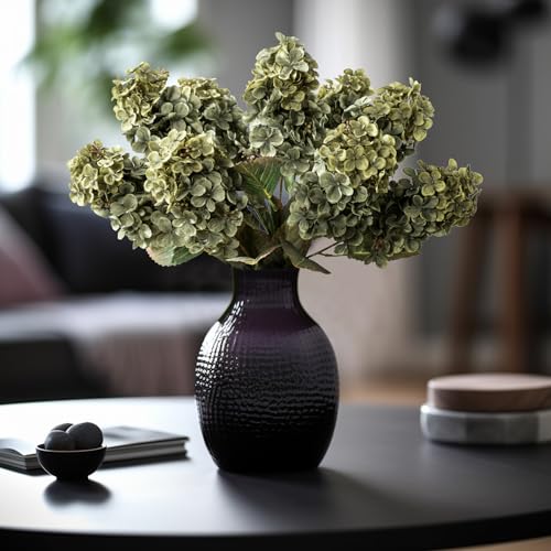 Ttranewsoo Green Hydrangea Artificial Flowers,Fake Fall Flowers Silk Hydrangea with Stems,Fall Faux DIY Floral for Table Vase,Hydrangeas Bouquet Indoor and Outdoor Decoration 24"（ Green） 8pcs No Vase - Image 2