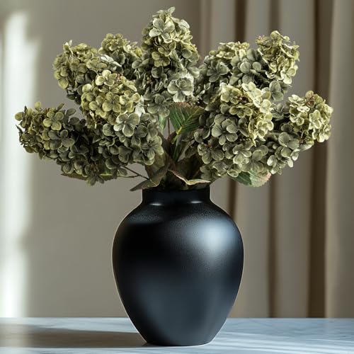 Ttranewsoo Green Hydrangea Artificial Flowers,Fake Fall Flowers Silk Hydrangea with Stems,Fall Faux DIY Floral for Table Vase,Hydrangeas Bouquet Indoor and Outdoor Decoration 24"（ Green） 8pcs No Vase - Image 1