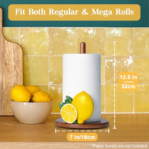 YLOVAN Lemon Paper Towel Holder - Lemon Kitchen Decor and Accessories Yellow Kitchen Decorations Gifts for Women Cute Paper Towels Holder Stand Decorative Country Farmhouse Vintage Countertop Rustic Italian - Image 2